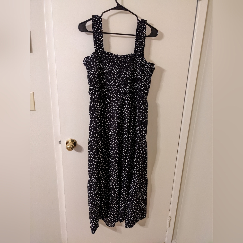 NWT Beach Lunch Lounge Elsa smocked polka-dot layered eco-responsible dress